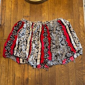 Bohemian Striped & Floral Patterns Skirt with pockets